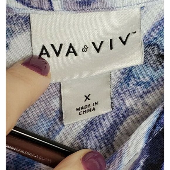 Ava & Viv Sleeveless Rayon Dress in Blue Tie Dye Size X - Picture 4 of 5